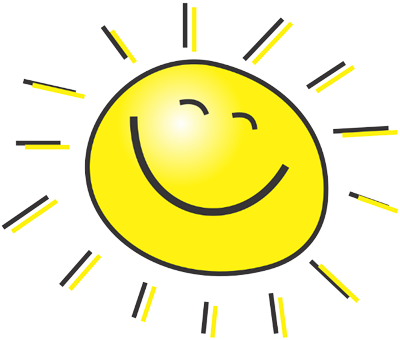 En tecknad glad sol